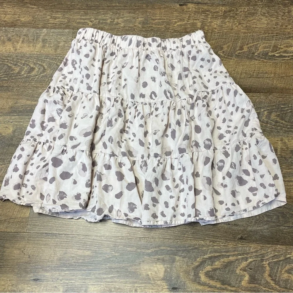 Cloth & Stone Skirt Blush Leopard Print Tiered Elastic Waist Large Anthropologie